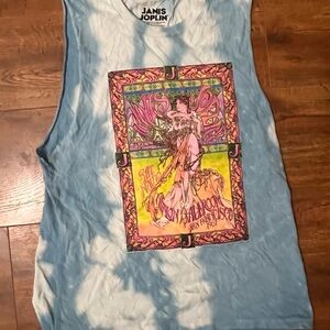 Women's Blue Tie-Dye Graphic Tank Top